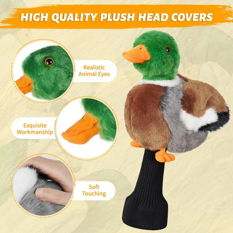 Big Crazy Funny Driver Headcover, Plush Golf Club Covers Long Neck, Animal Headcover, Soft Mallard Duck Rabbit Bunny Owl Fish Headcovers for Golf Clubs Fits Men and Women, Driver Headcover Animal for Present - Image 3
